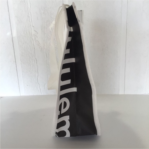 LULULEMON BLACK WHITE SMALL REUSABLE TOTE BAG - Picture 3 of 5